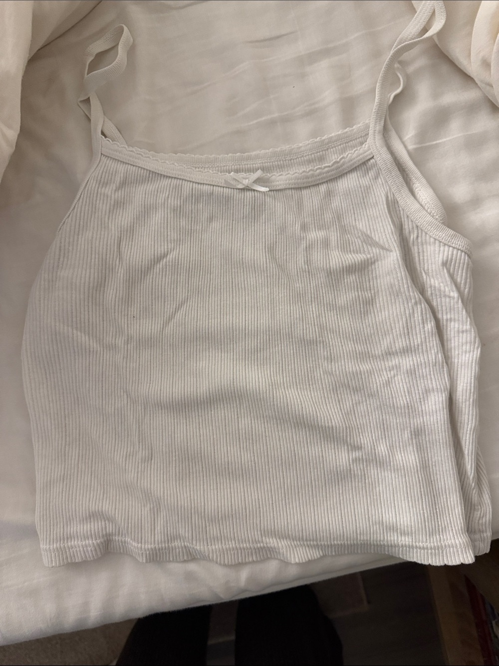 Brandy Melville White Ribbed Crop Tank